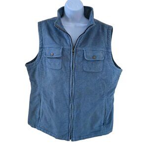 Vintage L.L. Bean Womens XL Blue Cotton Blend Full-Zip Vest cottagecore gorpcore